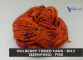 Intense Fire Red Mulberry Silk Tweed Yarn, vibrant hand-dyed silk for crafts.