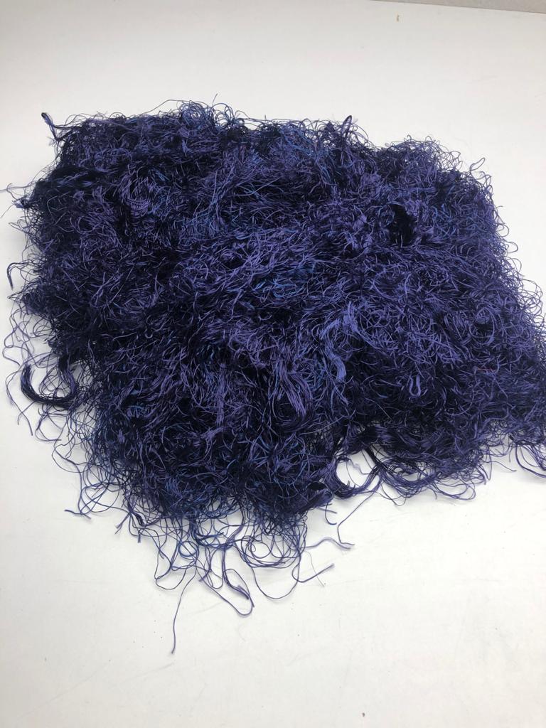 Banana viscose fiber in Navy Blue, skein on white background - silk-routeindia