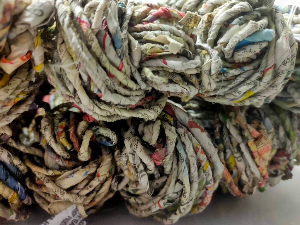Handspun newspaper yarn for basketmaking and weaving - silk-routeindia