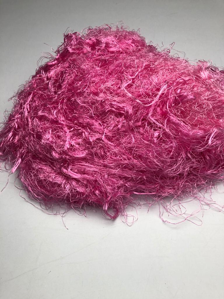 Banana viscose fiber in Baby Pink, skein on white background - silk-routeindia