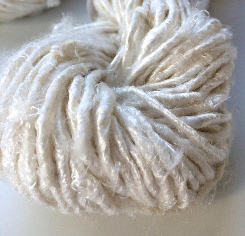 Off White banana fiber yarn 2 - hand-spun yarn for knitting and crochet