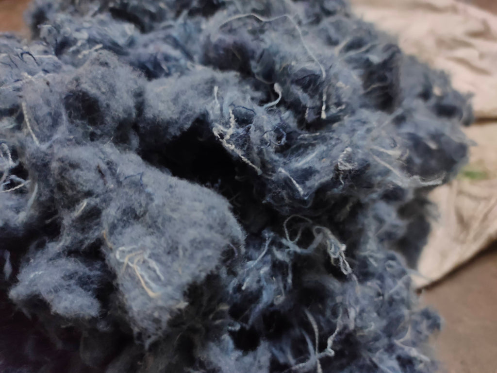 Recycled Denim Fiber Upcycled Cotton Fiber, Denim Fiber, recycled denim fiber, roving Fiber, jeans fiber