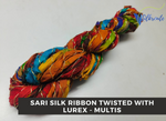 Recycled Sari Silk Ribbon Lurex with Multi