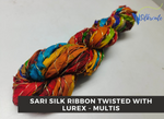 Recycled Sari Silk Ribbon Lurex with Multi