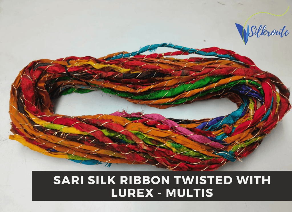 recycled-sari-ribbon,upcycled-fabric-ribbon,textile-ribbon,handmade-ribbon,sustainable-crafts,eco-friendly-materials,fiber-art-supplies,weaving-ribbon,ribbon-yarn,boho-craft-supplies,mixed-media-art,fabric-strips,zero-waste-crafts