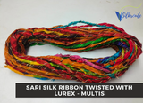 Recycled Sari Silk Ribbon Lurex with Multi