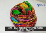 Recycled Sari Silk Ribbon Lurex with Multi