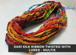 Recycled Sari Silk Ribbon Lurex with Multi