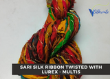 Recycled Sari Silk Ribbon Lurex with Multi