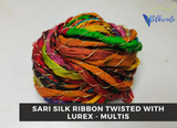 Recycled Sari Silk Ribbon Lurex with Multi