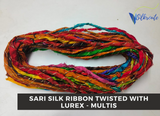 Recycled Sari Silk Ribbon Lurex with Multi