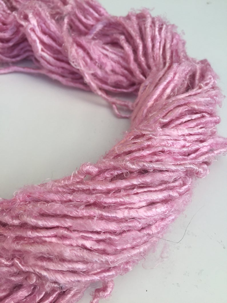 Banana yarn in Rose Gold, close-up of texture - silk-routeindia