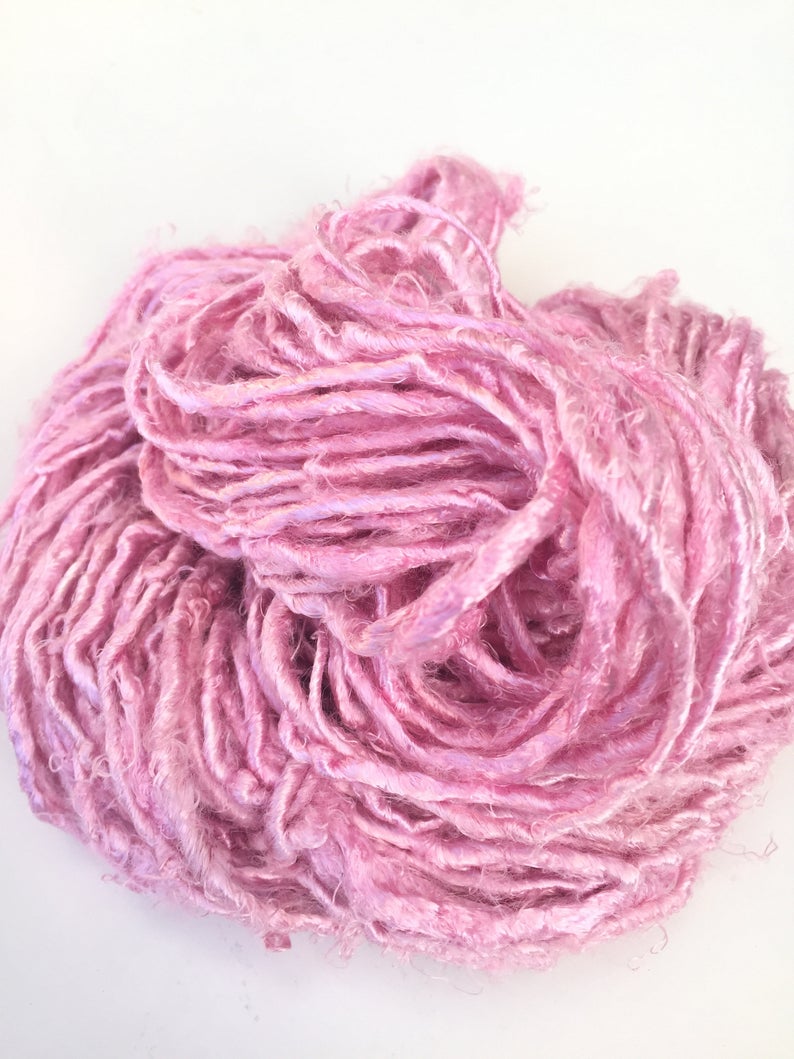Banana yarn in Rose Gold for weaving and crochet - silk-routeindia