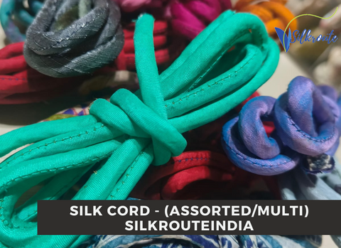 Silk Cord Assorted Color | Cording Silk Yarn Multi | Multicolored Cording Yarn | Recycled Yarn - SilkRouteIndia - One Pound