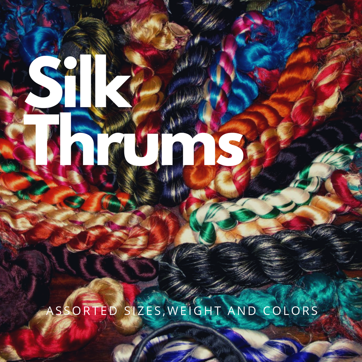 Colorful sari silk thrums, skein on white background - silk-routeindia