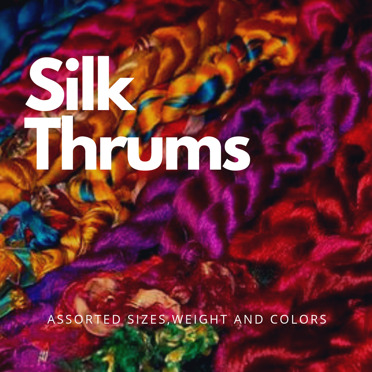 Colorful sari silk thrums for spinning and felting - silk-routeindia