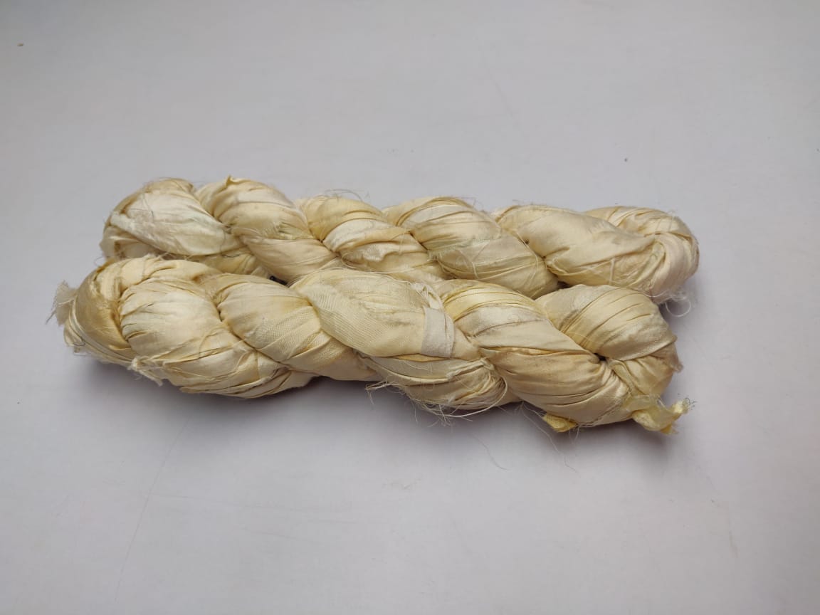 Recycled Sari Silk Ribbon White/Off White
