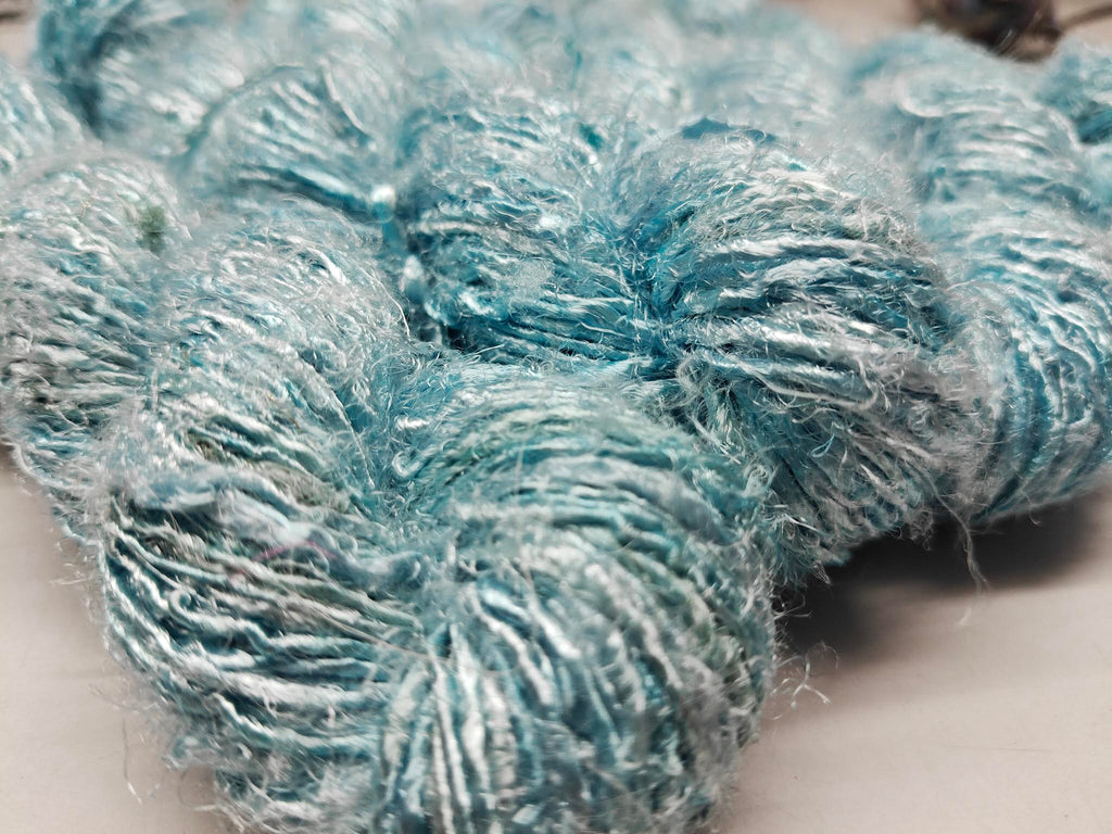 Banana Yarn Prime Sea Blue hand spun viscose rayon yarn