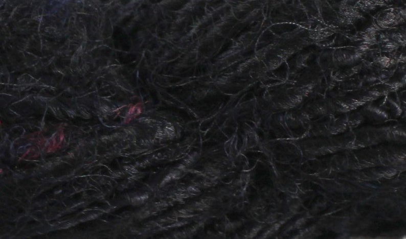 Banana yarn in Jet Black, skein on white background - silk-routeindia