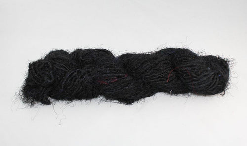 Jet Black banana fiber yarn 1 - hand-spun yarn for knitting and crochet