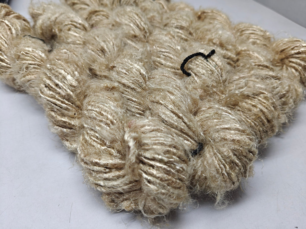 Banana yarn in Biscuit, close-up of texture - silk-routeindia