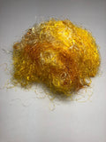 Banana viscose fiber in Yellow, skein on white background - silk-routeindia