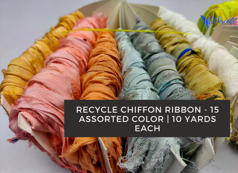 10Yards of 15 colors Recycled Chiffon Ribbon OR Recycled Ribbon