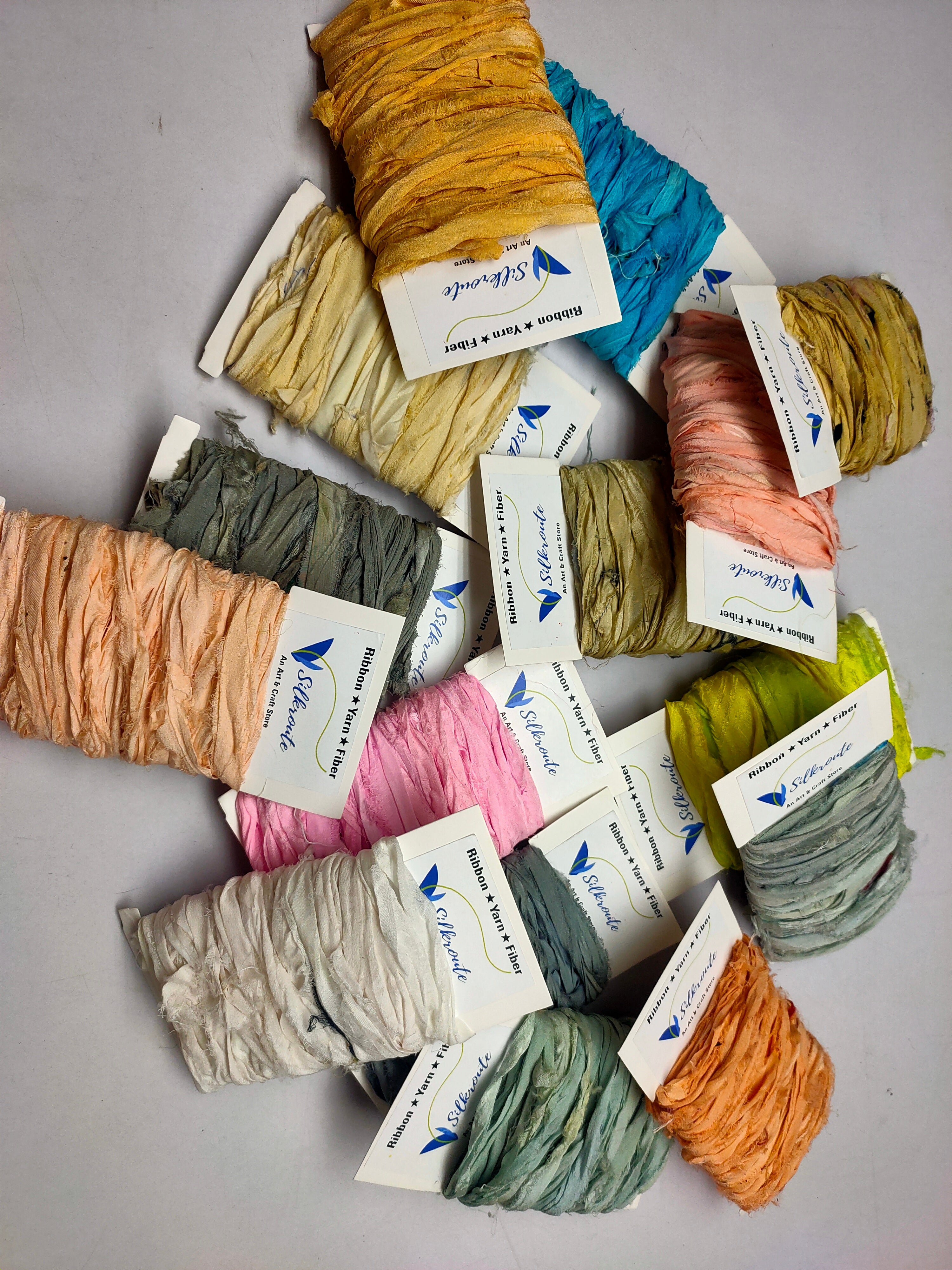 10Yd Recycle Chiffon Ribbon 15 Assorted Colors - SilkRouteIndia