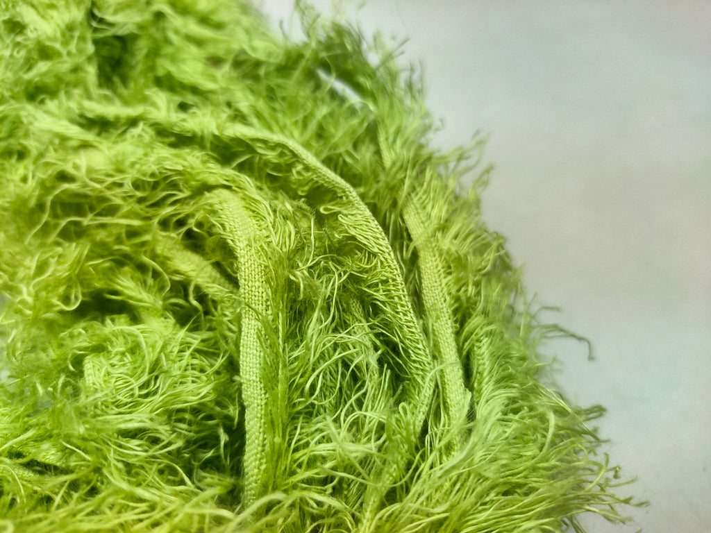 Linen Fuzzy Ribbon - Sheen Green - SilkRouteIndia