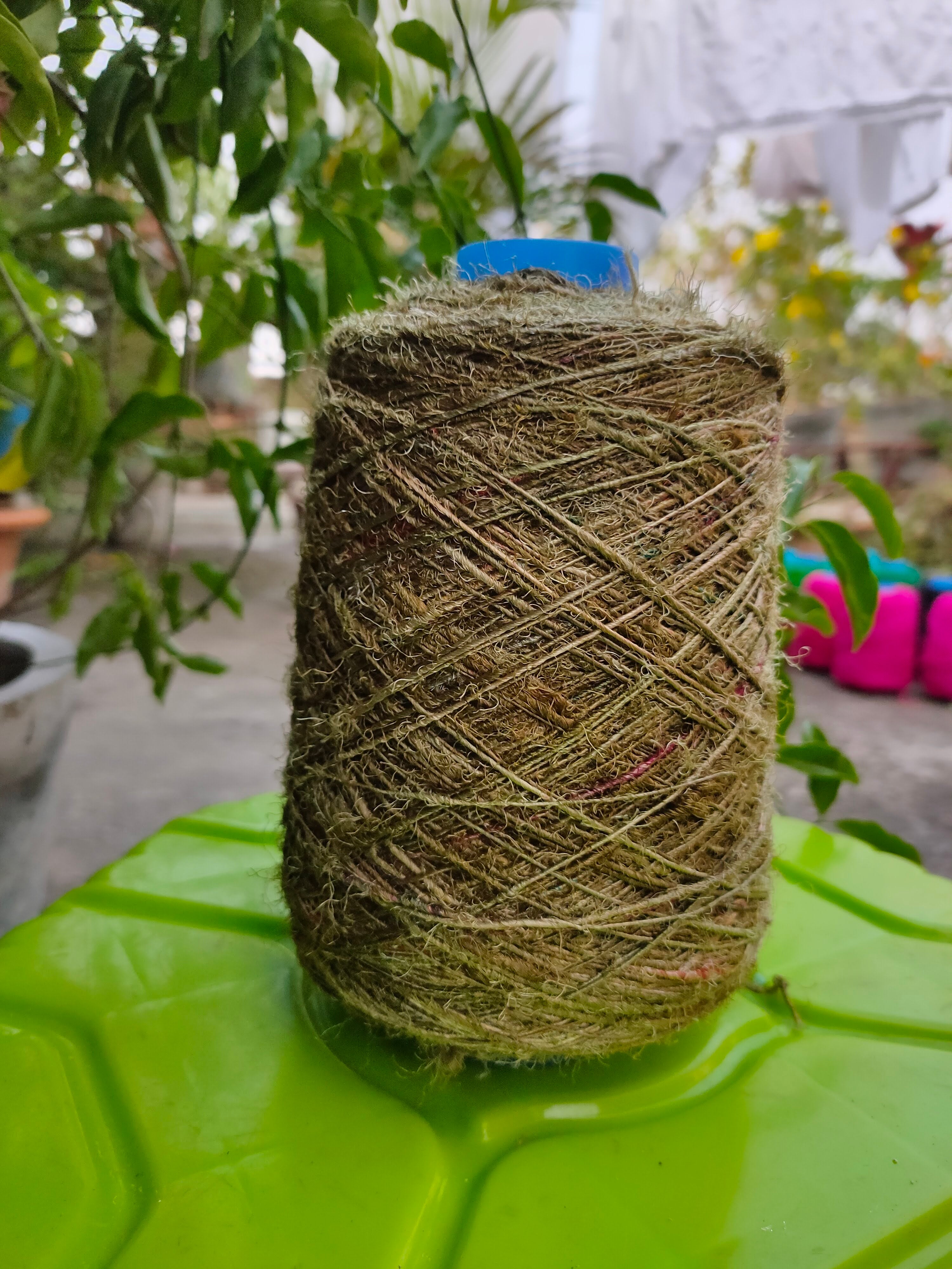 Recycled Sari Silk Yarn Prime Army that is available in multitude of colors, and being premium, you get extra length of yarn in the same weight. We fabricate Sari Silk yarn Prime from the bi-product of sari and silk production units. The knitting Yarn, available with us, is hand spun into bright hanks which is suitable for number of Handicrafts applications. Recycle sari yarn comes with various fiber mixes that also happens to help people and the planet. Yarn is made from recycled silk,